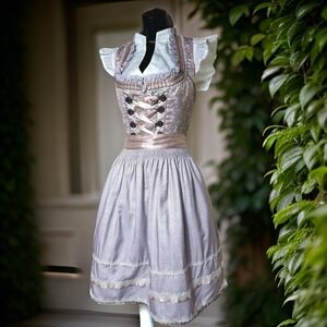New‎ Small Oktoberfest Lavender Purple Jacquard Dirndl Dress Bavarian German
